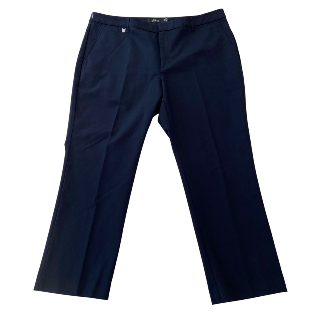 Ralph Lauren ankle pants navy blue 16W classic NWOT pockets lightly stretch Plus